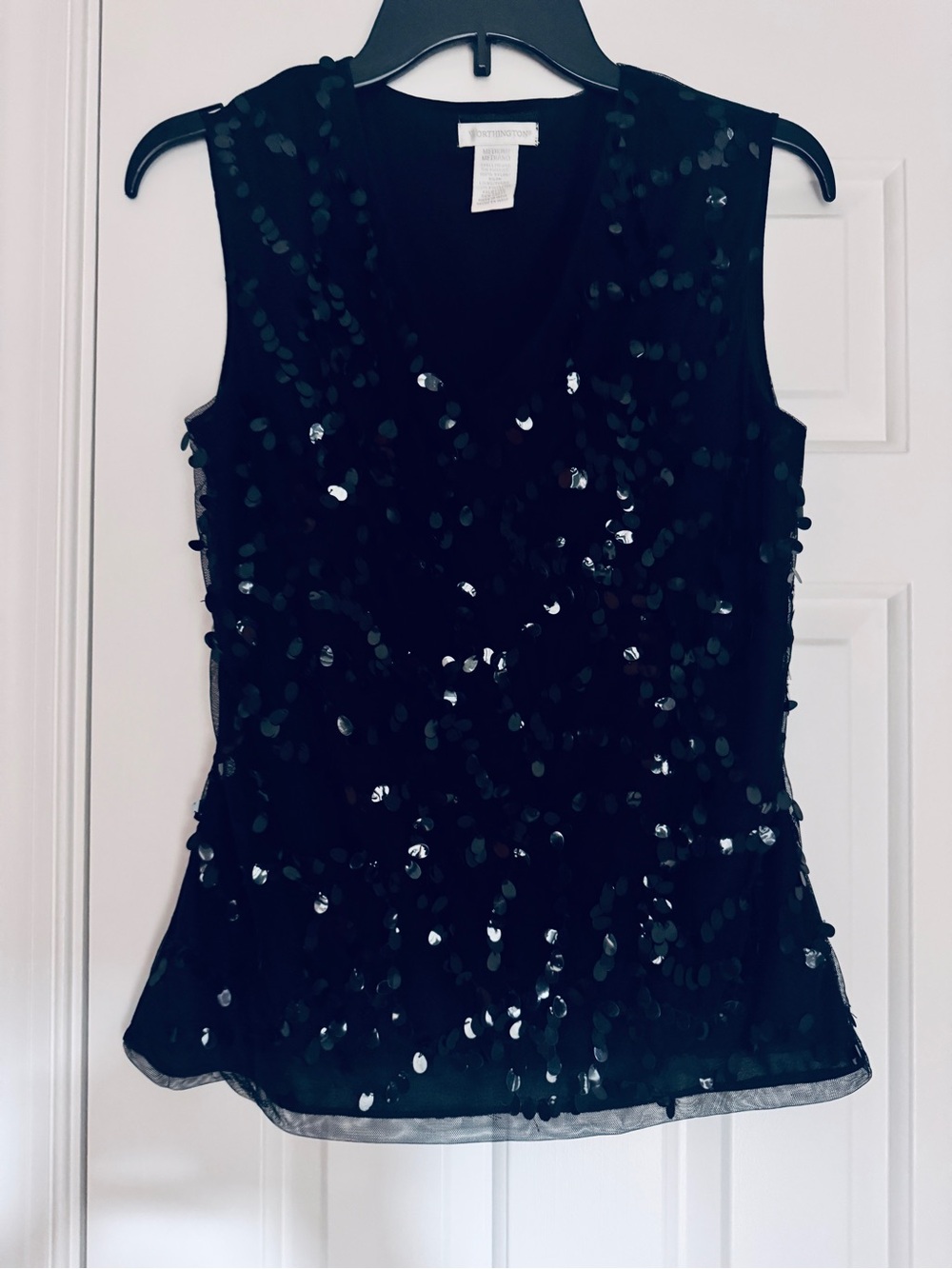 Worthington Black Sequin V-Neck Sleeveless Camisole
